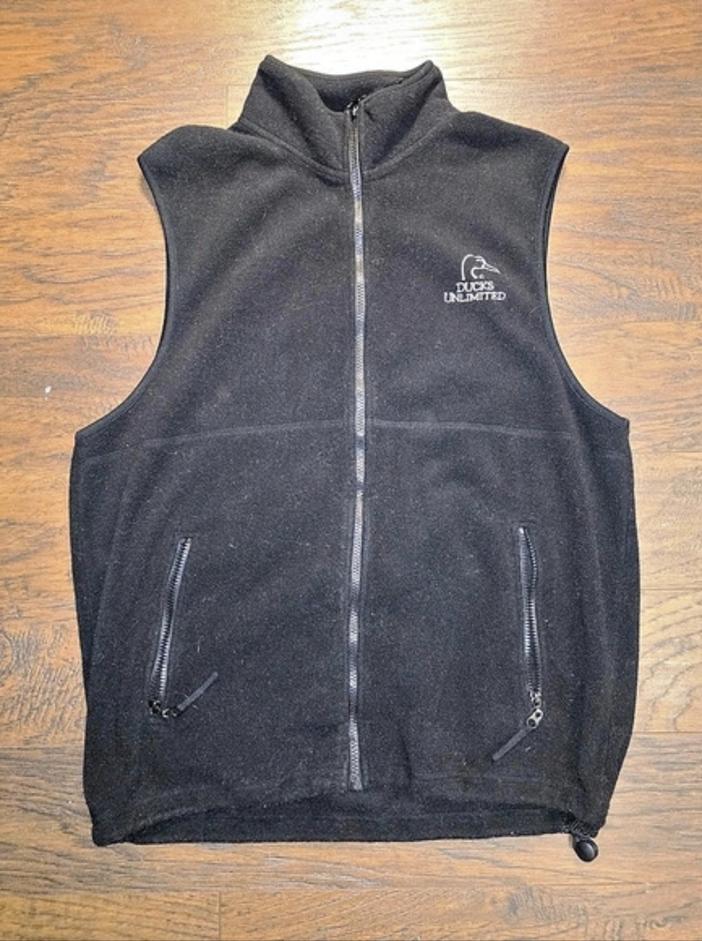 Ducks Unlimited Black Fleece Zip Vest Size Large